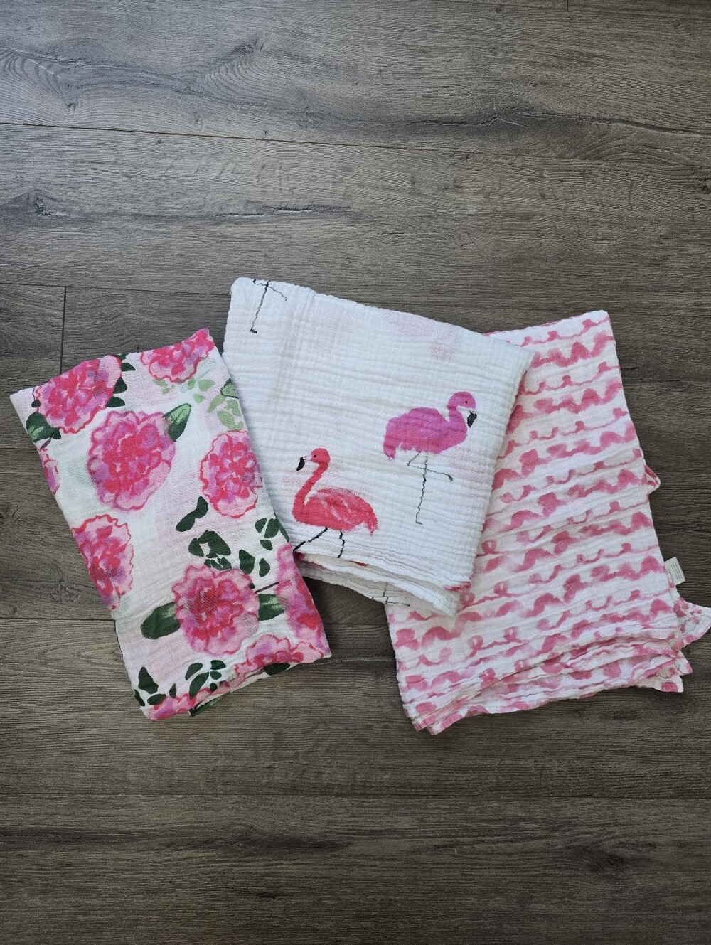 LollyBanks Muslin Cotton Swaddle Baby Blankets Lot Of 3